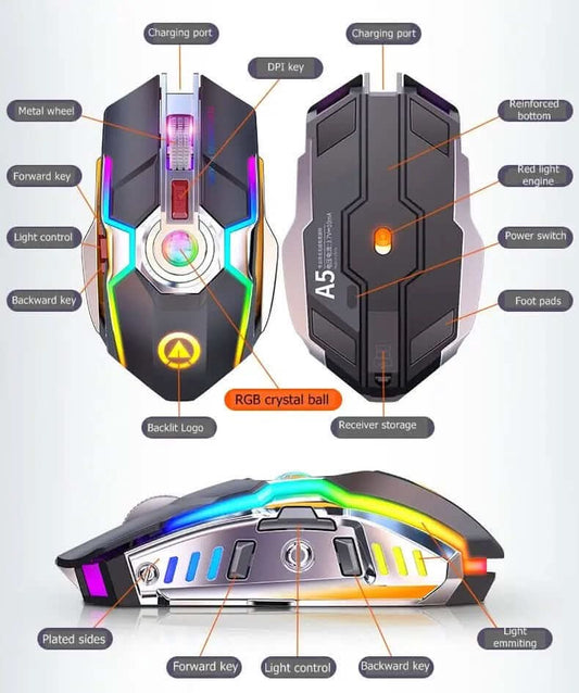 Souris gaming sans fil RGB rechargeable Les Visionnaires