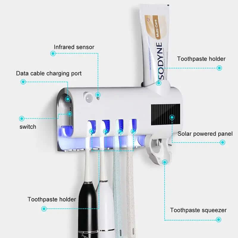 Stérilisateur de brosse à dents UV intelligent avec distributeur automatique de dentifrice Les Visionnaires