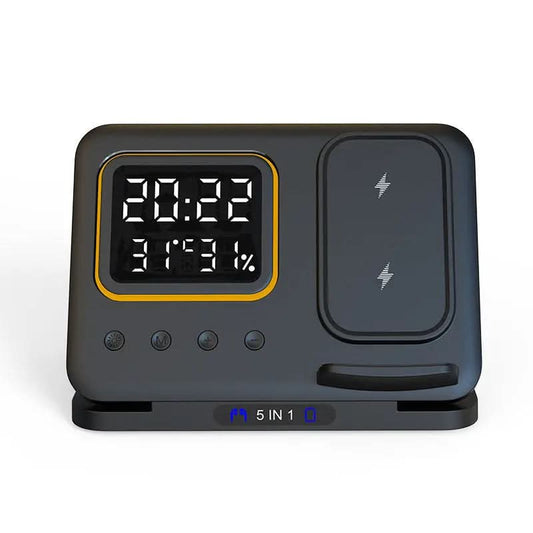 Chargeur sans fil 15 W, réveil numérique LED 5 en 1 Les Visionnaires