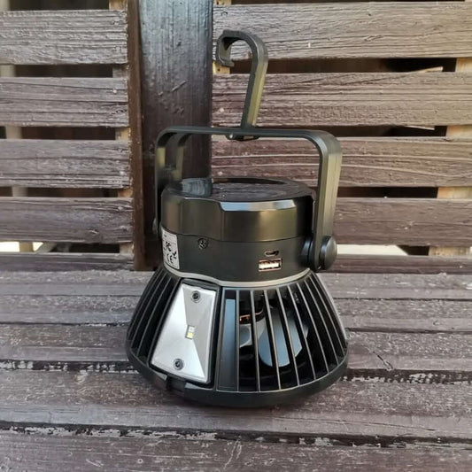 Ventilateur de camping solaire pliable avec lumière LED Les Visionnaires