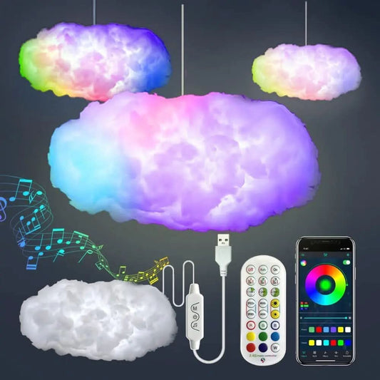 Lampe Nuage USB avec Synchronisation Musicale et Contrôle via Application Les Visionnaires
