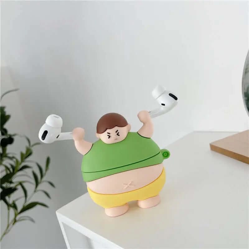coque en silicone 3D avec un petit bonhomme musclé Les Visionnaires