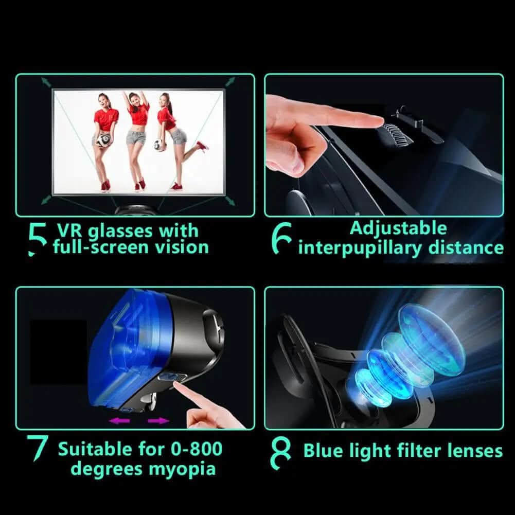 VR Helmet 3D Glasses Virtual Reality Support 0-800 Myopia For Smartphone Smart Phone Headset Les Visionnaires