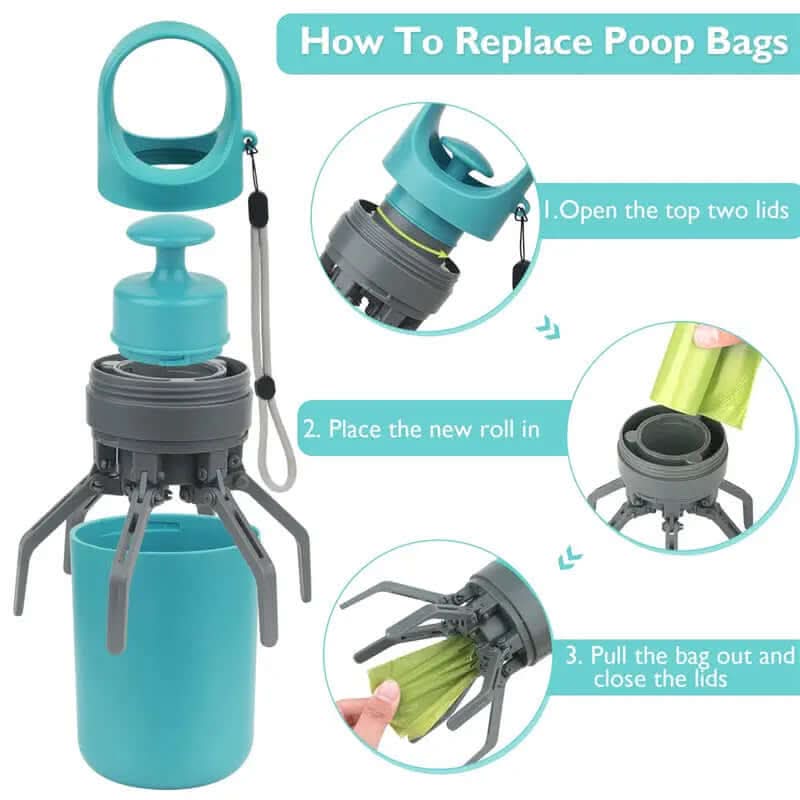 Portable Lightweight Dog Pooper Scooper With Built-in Poop Bag Dispenser Eight-claw Shovel For Pet Toilet Picker Pet Products Les Visionnaires
