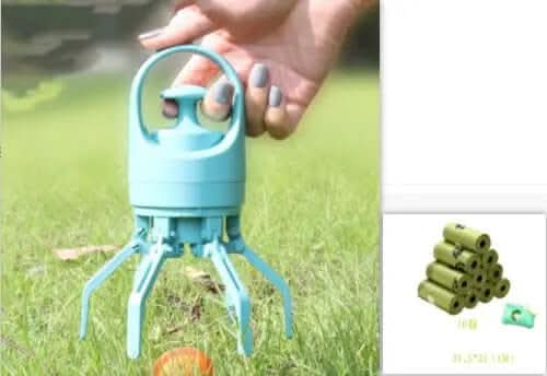 Portable Lightweight Dog Pooper Scooper With Built-in Poop Bag Dispenser Eight-claw Shovel For Pet Toilet Picker Pet Products Les Visionnaires