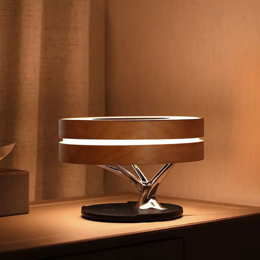 Lampe de chevet grain de bois, multifonctions. Les Visionnaires