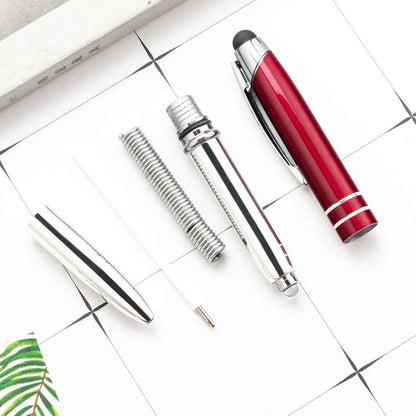 Stylo multifonction en métal avec stylet capacitif, lumière LED et pointe à bille ️ Les Visionnaires