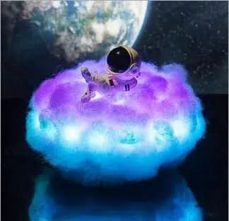 Lampe LED Nuages Colorés avec Astronaute et Effet Arc-en-Ciel Les Visionnaires