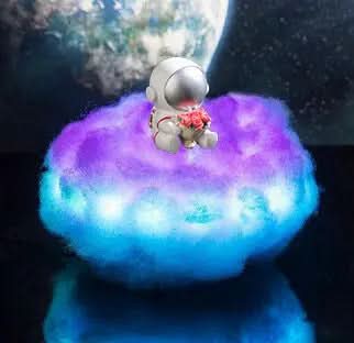 Lampe LED Nuages Colorés avec Astronaute et Effet Arc-en-Ciel Les Visionnaires