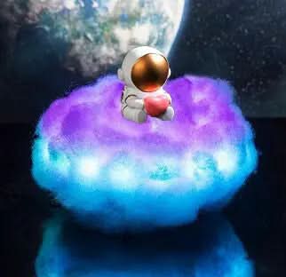 Lampe LED Nuages Colorés avec Astronaute et Effet Arc-en-Ciel Les Visionnaires