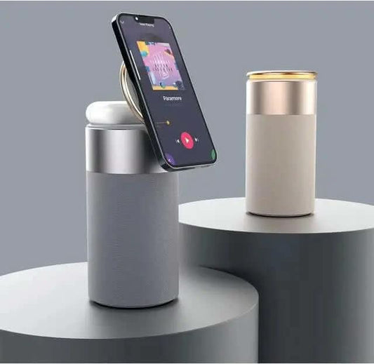 Chargeur Sans Fil 3-en-1 avec Haut-Parleur Bluetooth et Lampe Tactile Les Visionnaires