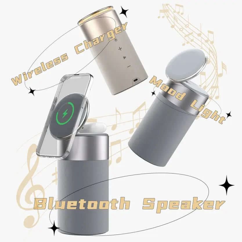 Chargeur Sans Fil 3-en-1 avec Haut-Parleur Bluetooth et Lampe Tactile Les Visionnaires