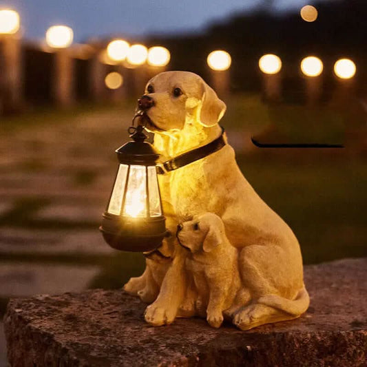 Statues de chien solaires LED pour jardin Les Visionnaires