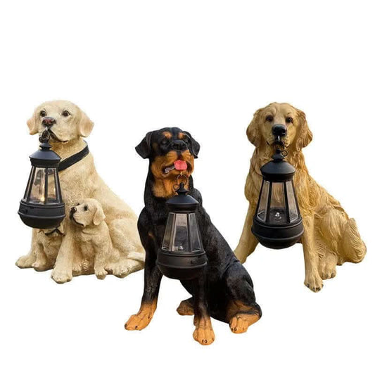 Statues de chien solaires LED pour jardin Les Visionnaires