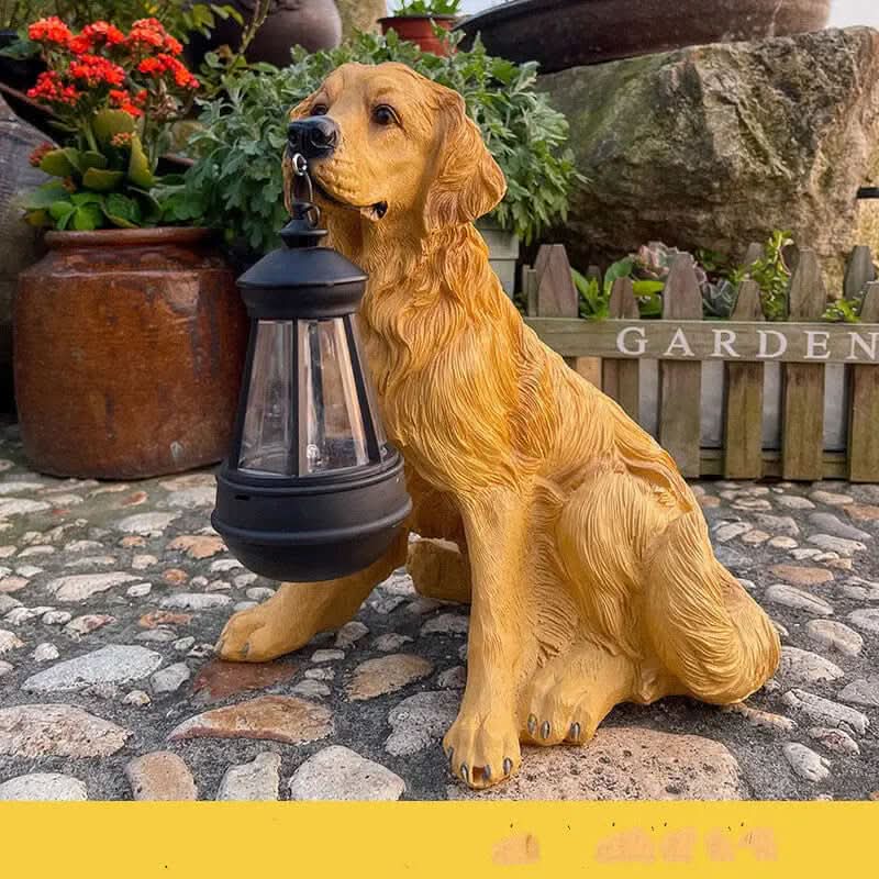 Statues de chien solaires LED pour jardin Les Visionnaires
