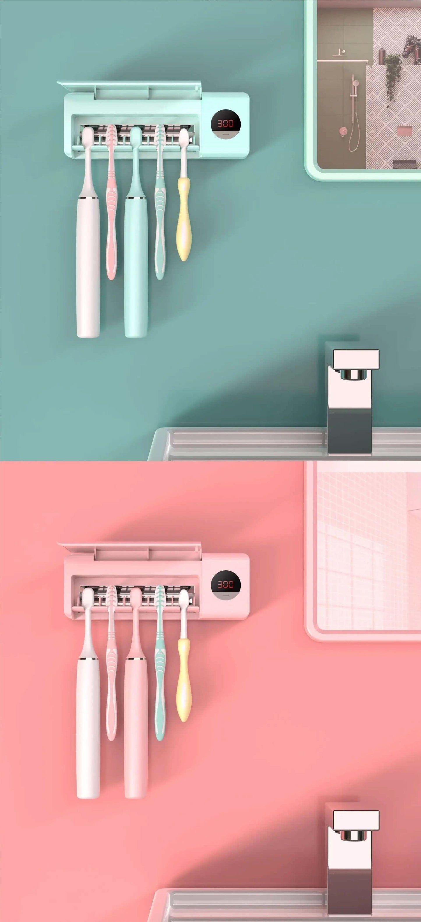 Porte-brosse à dents rechargeable avec stérilisation aux ultraviolets Les Visionnaires