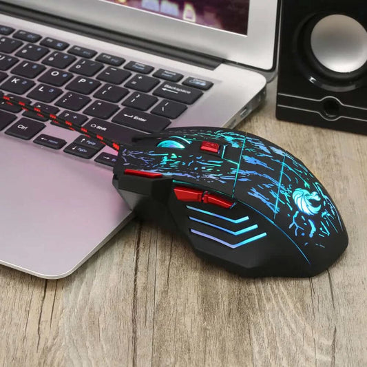 Souris de jeu filaire lumineuse avec motif Water Crack Les Visionnaires