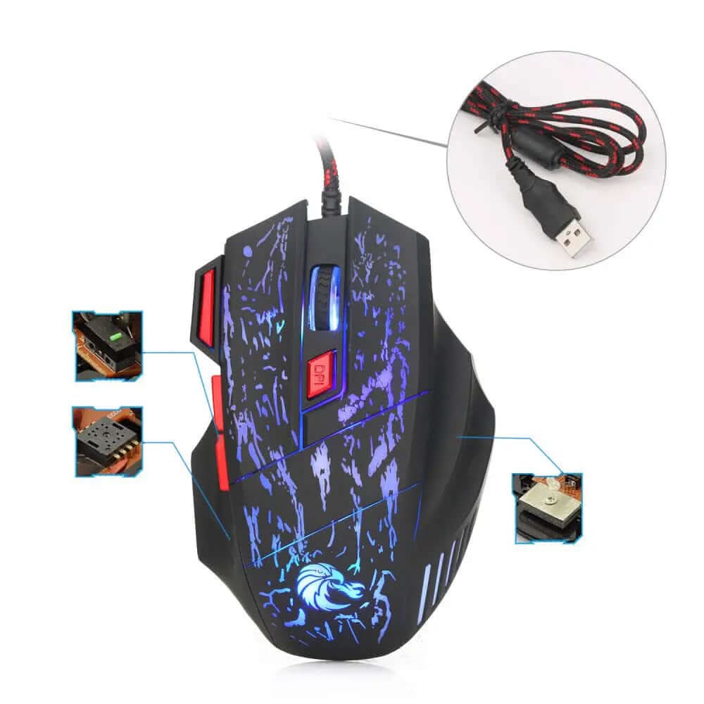 Souris de jeu filaire lumineuse avec motif Water Crack Les Visionnaires