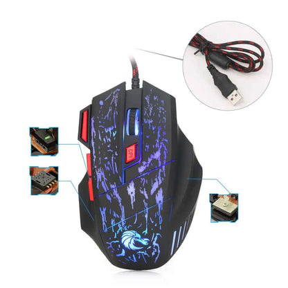 Souris de jeu filaire lumineuse avec motif Water Crack Les Visionnaires