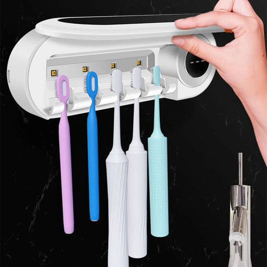 Porte-brosse à dents mural intelligent avec stérilisateur UV et distributeur de dentifrice Les Visionnaires