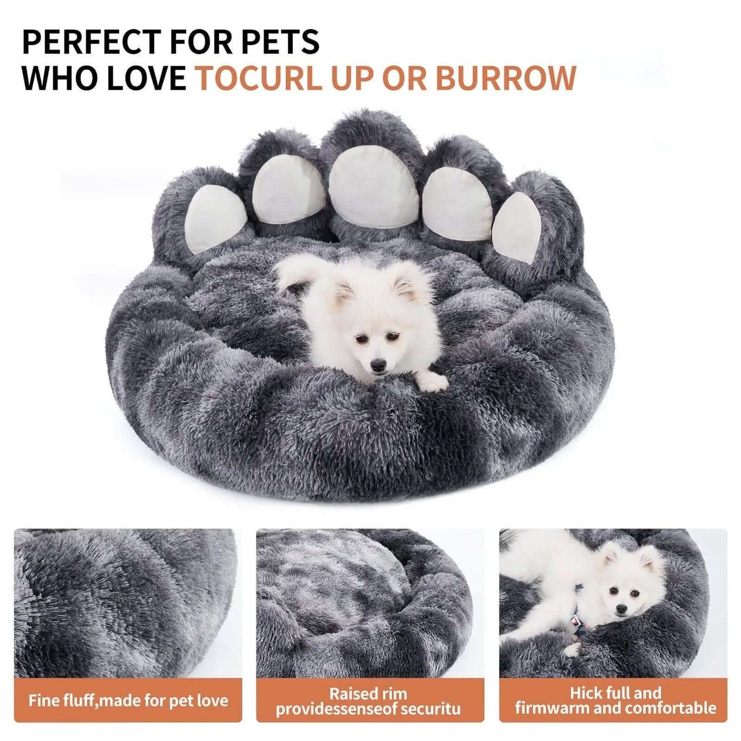 Cute Dog Bear Paw Shape Dog Bed, Dog Beds & Furniture For Small And Medium Dogs, Cozy Plush Cute Cat Beds For Indoor Cats Les Visionnaires