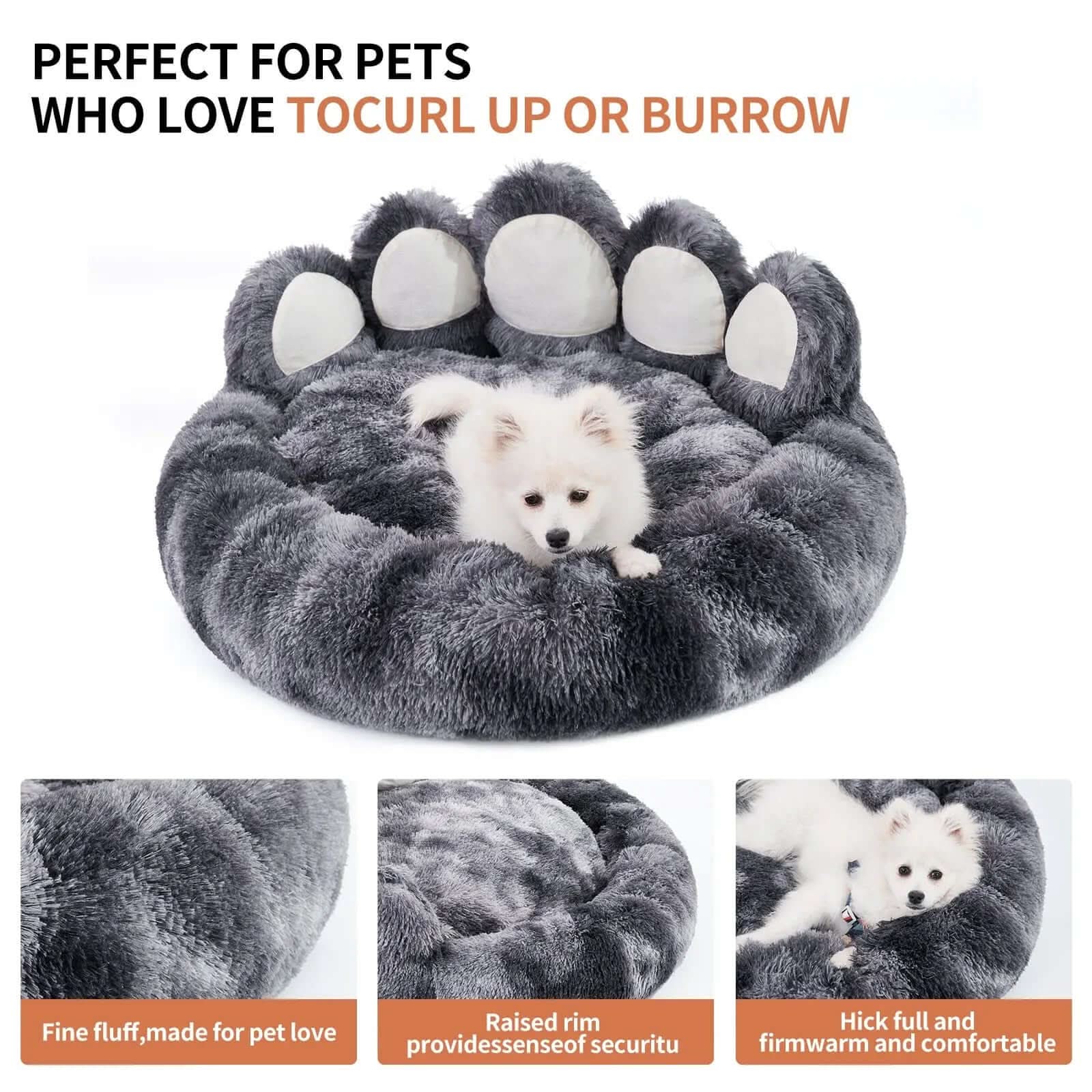 Cute Dog Bear Paw Shape Dog Bed, Dog Beds & Furniture For Small And Medium Dogs, Cozy Plush Cute Cat Beds For Indoor Cats Les Visionnaires