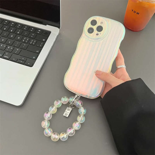 Coque de téléphone en silicone Laser Wave avec bracelet et rayures dégradées Les Visionnaires