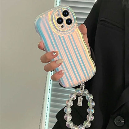 Coque de téléphone en silicone Laser Wave avec bracelet et rayures dégradées Les Visionnaires
