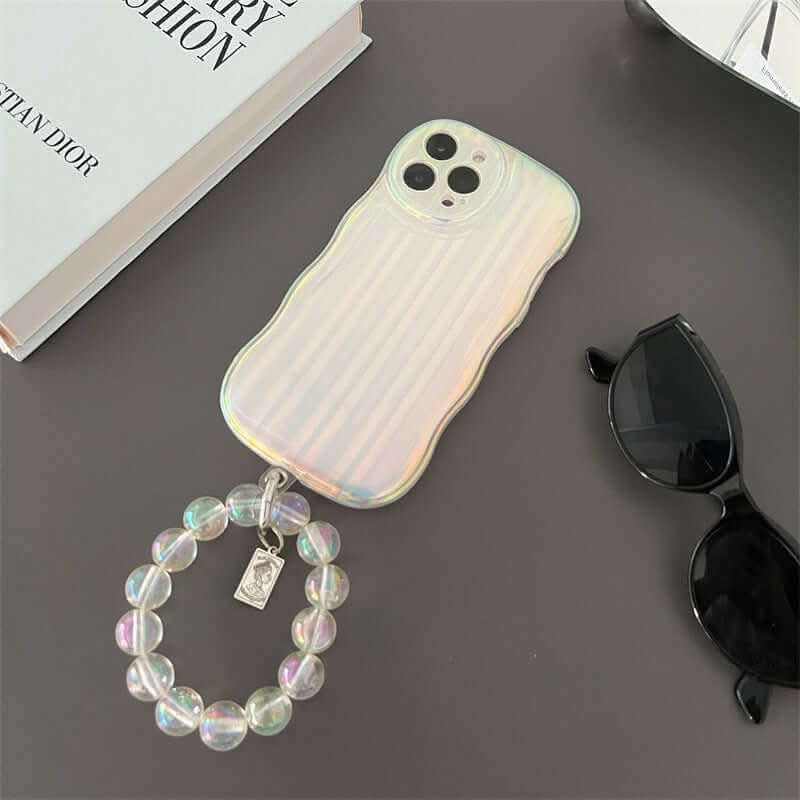 Coque de téléphone en silicone Laser Wave avec bracelet et rayures dégradées Les Visionnaires