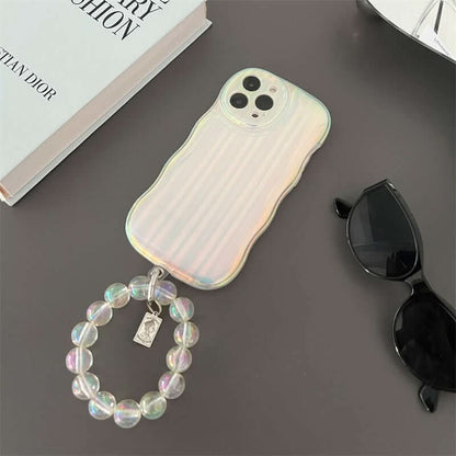 Coque de téléphone en silicone Laser Wave avec bracelet et rayures dégradées Les Visionnaires