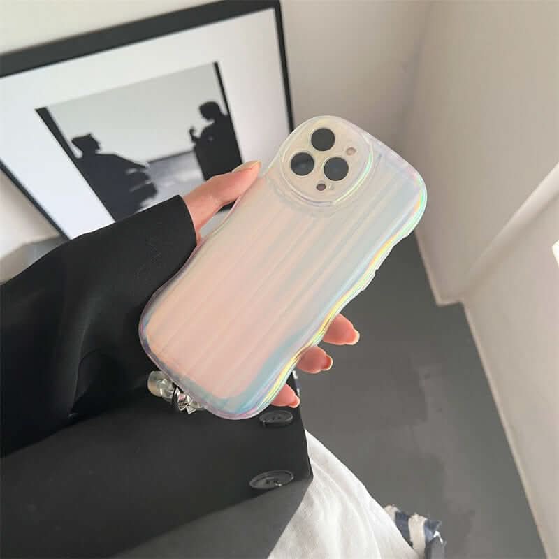 Coque de téléphone en silicone Laser Wave avec bracelet et rayures dégradées Les Visionnaires