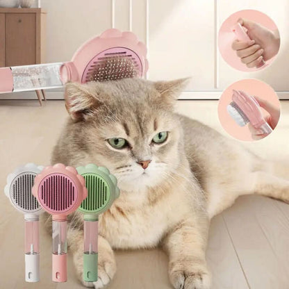 2 In 1 Self Cleaning Dog Brush Comb With Spray Les Visionnaires