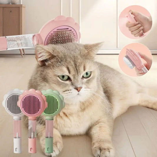 2 In 1 Self Cleaning Dog Brush Comb With Spray Les Visionnaires