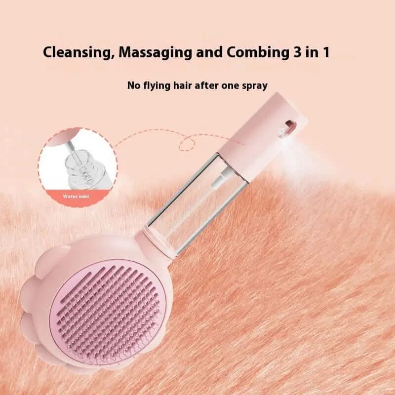2 In 1 Self Cleaning Dog Brush Comb With Spray Les Visionnaires