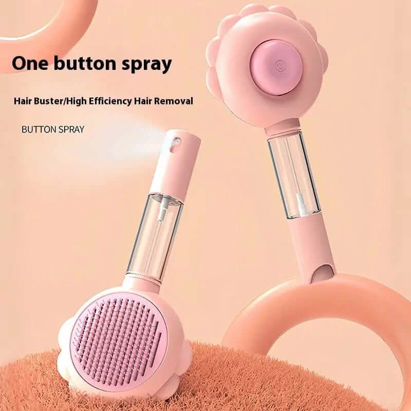 2 In 1 Self Cleaning Dog Brush Comb With Spray Les Visionnaires