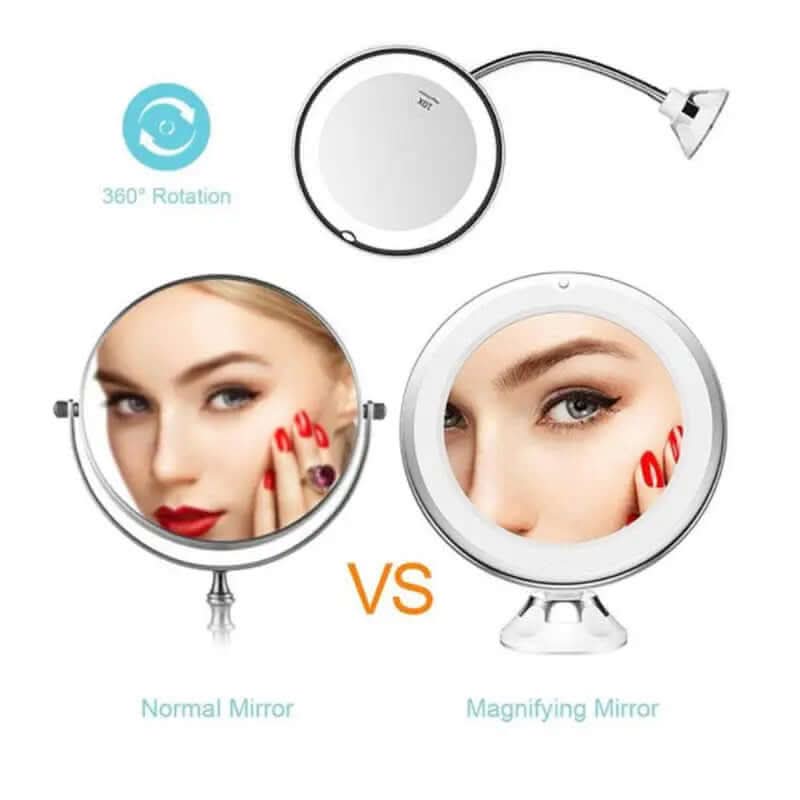 Miroir lumineux LED de maquillage avec grossissement 10x et rotation à 360° Les Visionnaires
