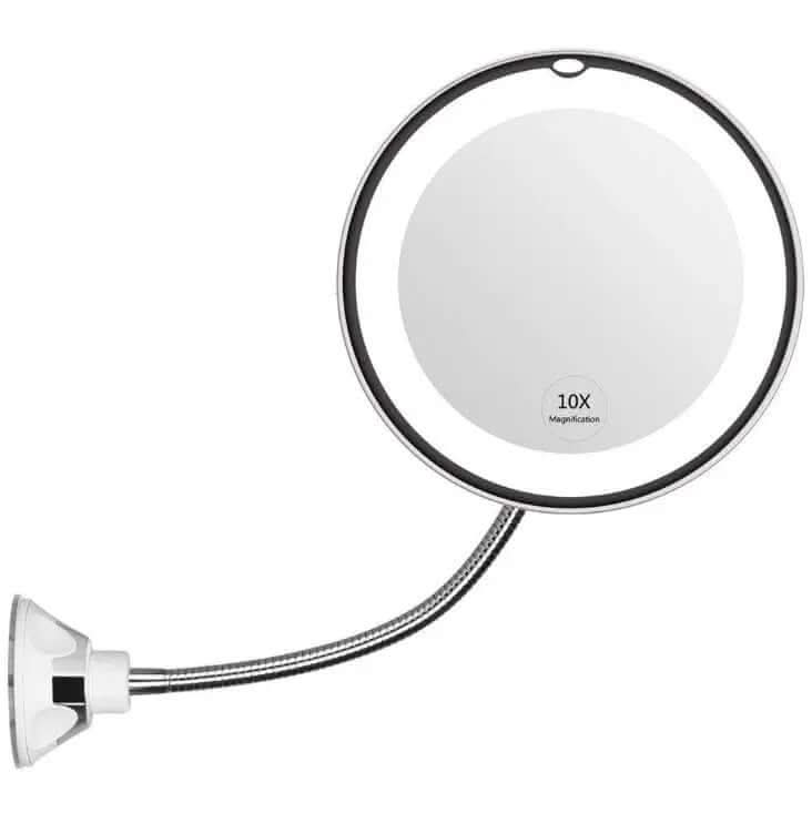 Miroir lumineux LED de maquillage avec grossissement 10x et rotation à 360° Les Visionnaires
