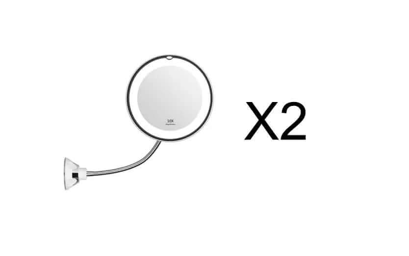 Miroir lumineux LED de maquillage avec grossissement 10x et rotation à 360° Les Visionnaires