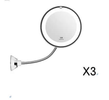 Miroir lumineux LED de maquillage avec grossissement 10x et rotation à 360° Les Visionnaires