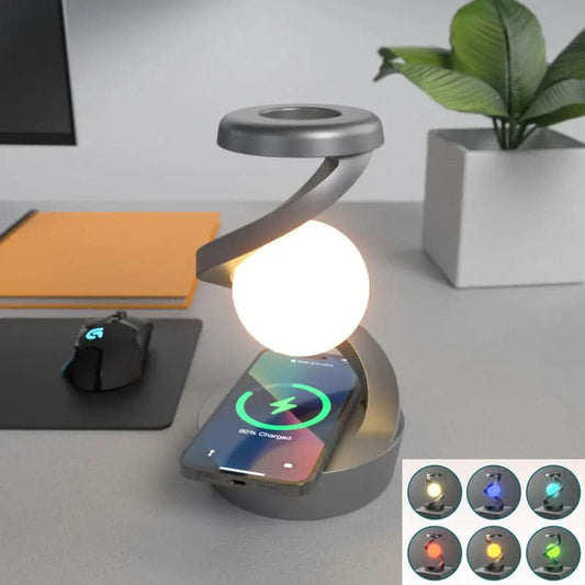 Lampe de bureau rotative en forme de lune avec capteur de charge sans fil, multifonctions Les Visionnaires