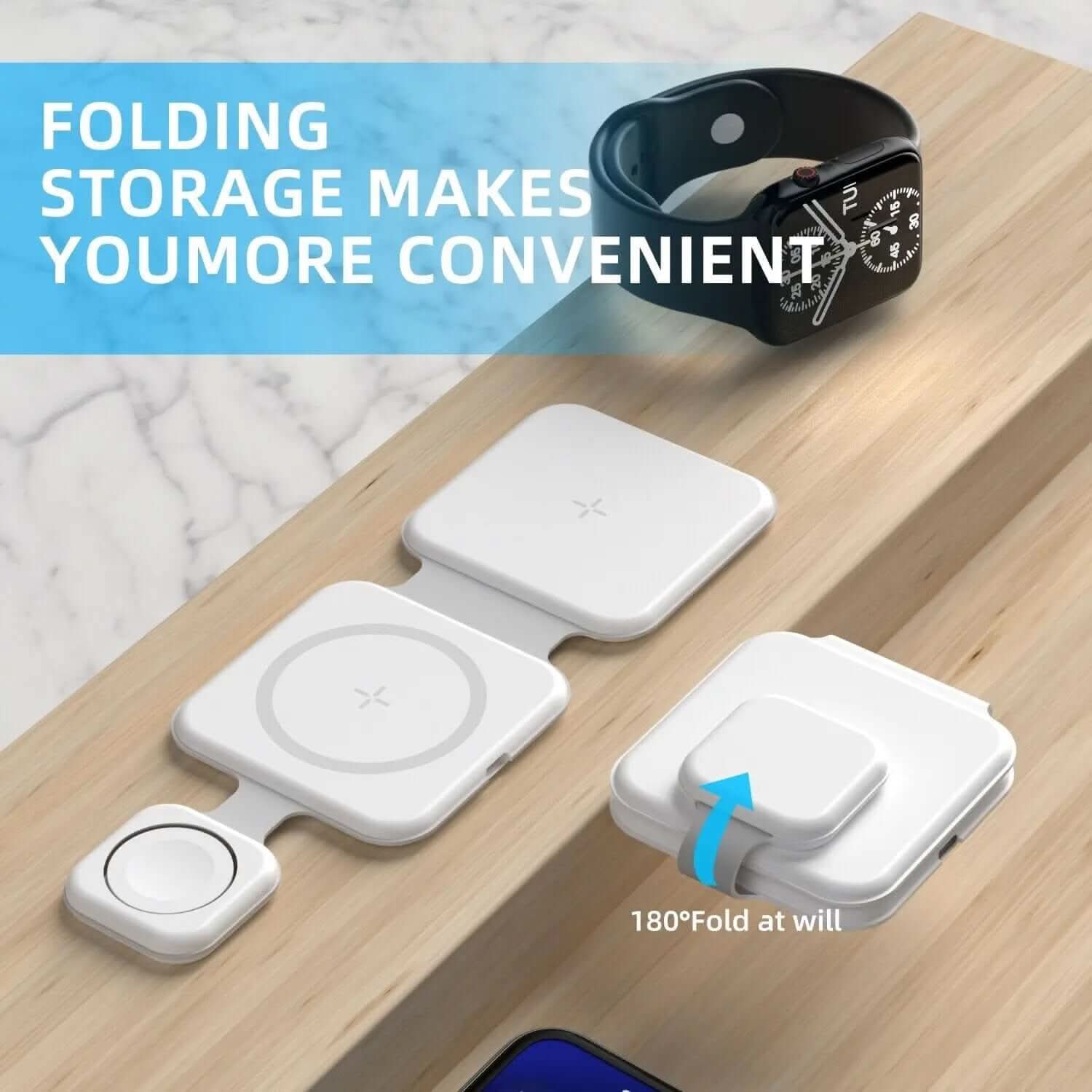 Chargeur sans fil pliable 3 en 1 Les Visionnaires