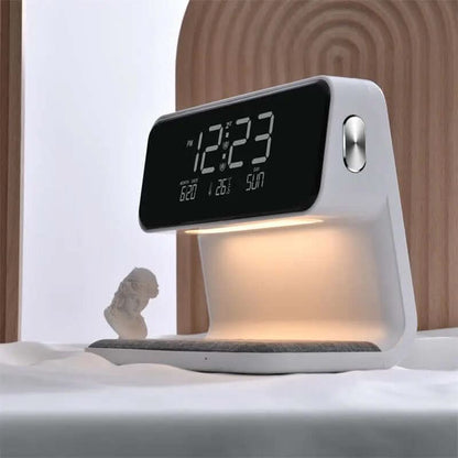 lampe de chevet 3-en-1 avec chargeur sans fil et réveil LCD Les Visionnaires