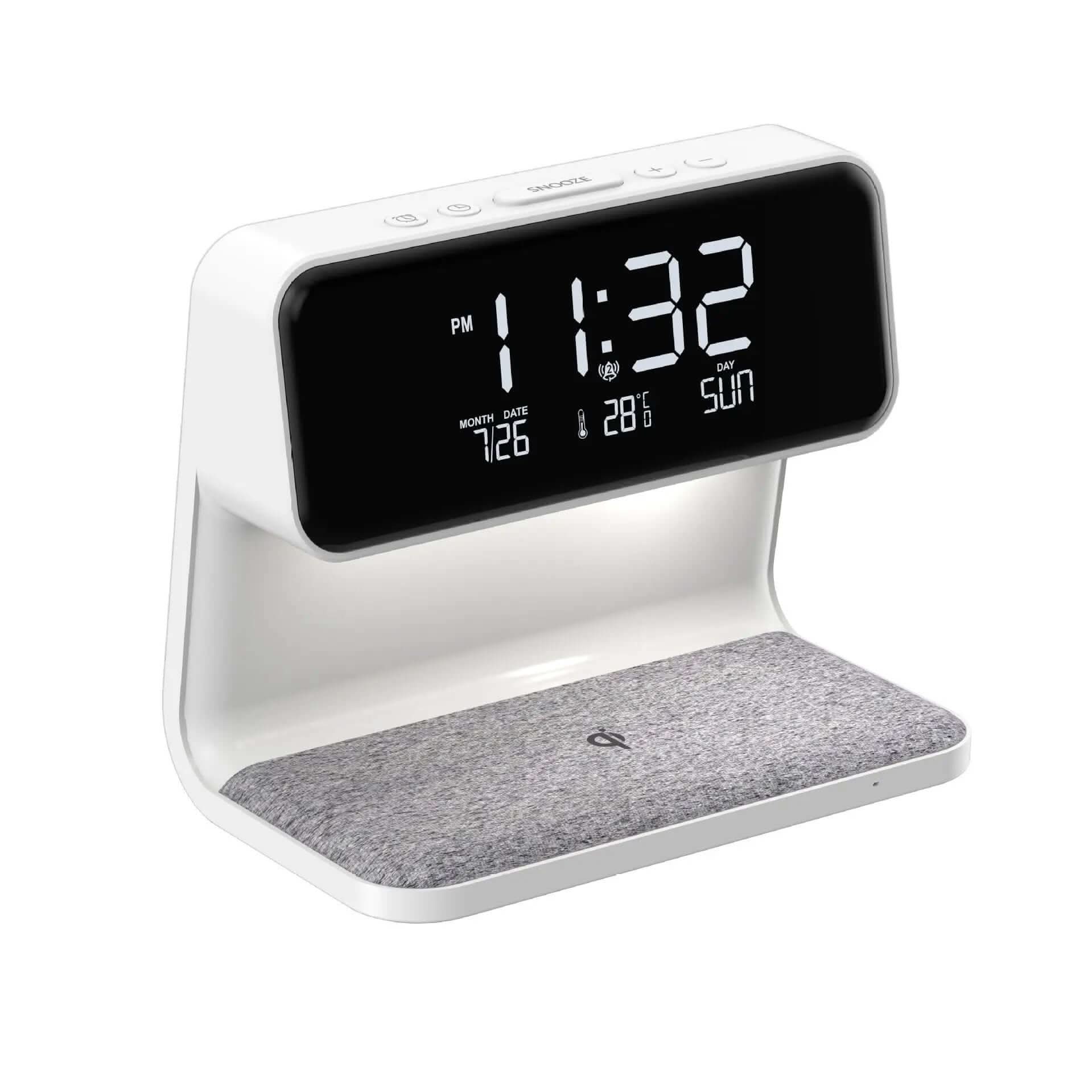 lampe de chevet 3-en-1 avec chargeur sans fil et réveil LCD Les Visionnaires