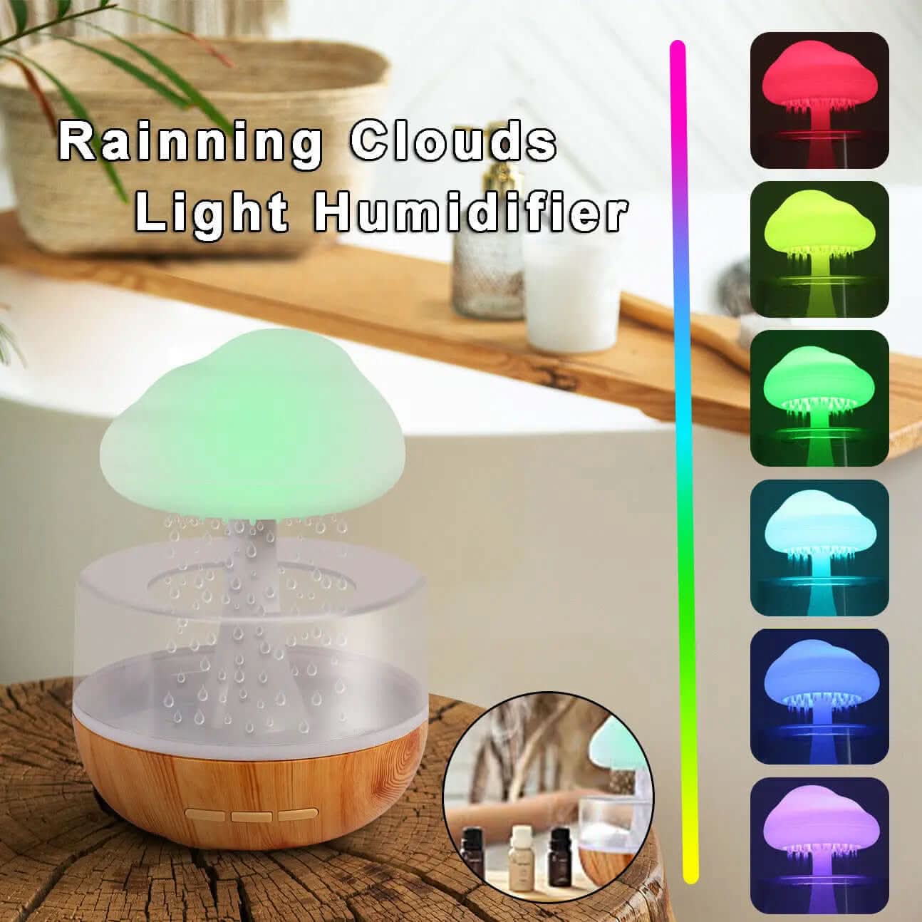 Humidificateur en forme de nuage avec lumière nocturne et diffusion d’huiles essentielles Les Visionnaires