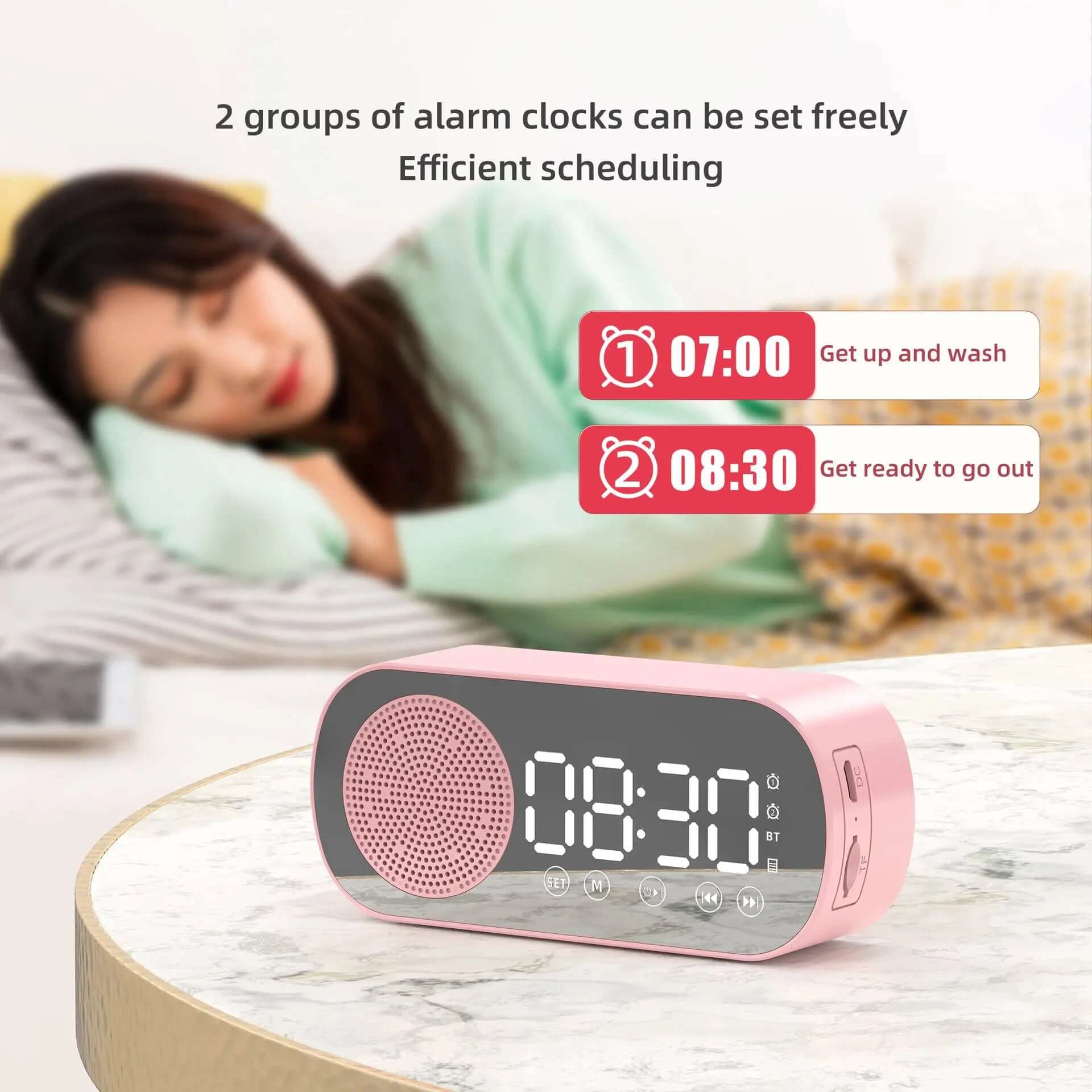 Réveil Bluetooth avec Radio FM et Miroir Les Visionnaires