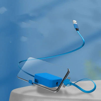 Câble USB rétractable multi-connecteur bleu de Les Visionnaires pour charger smartphone et autres appareils