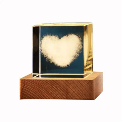lampe de nuit en cube de cristal 3D transparent Les Visionnaires