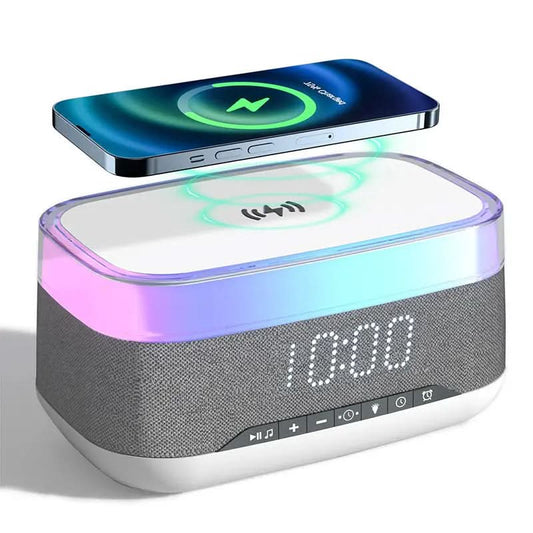 haut-parleur Bluetooth, chargeur sans fil, charge rapide, veilleuse d'ambiance, réveil matin Les Visionnaires