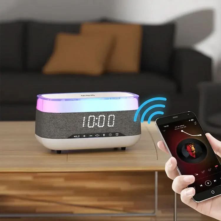 haut-parleur Bluetooth, chargeur sans fil, charge rapide, veilleuse d'ambiance, réveil matin Les Visionnaires