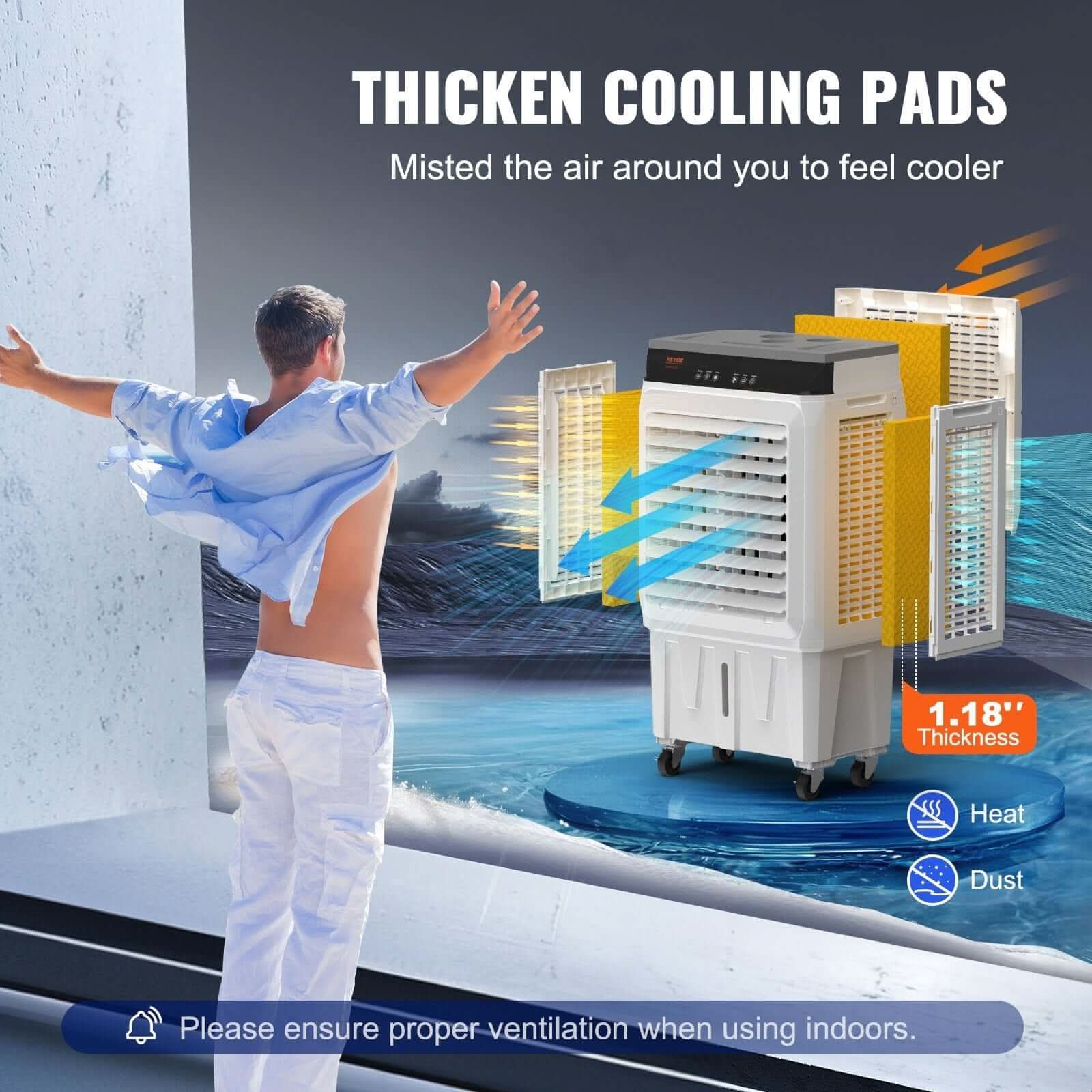 Refroidisseur d'air évaporatif VEVOR 2100 CFM - XLL-Gadgets